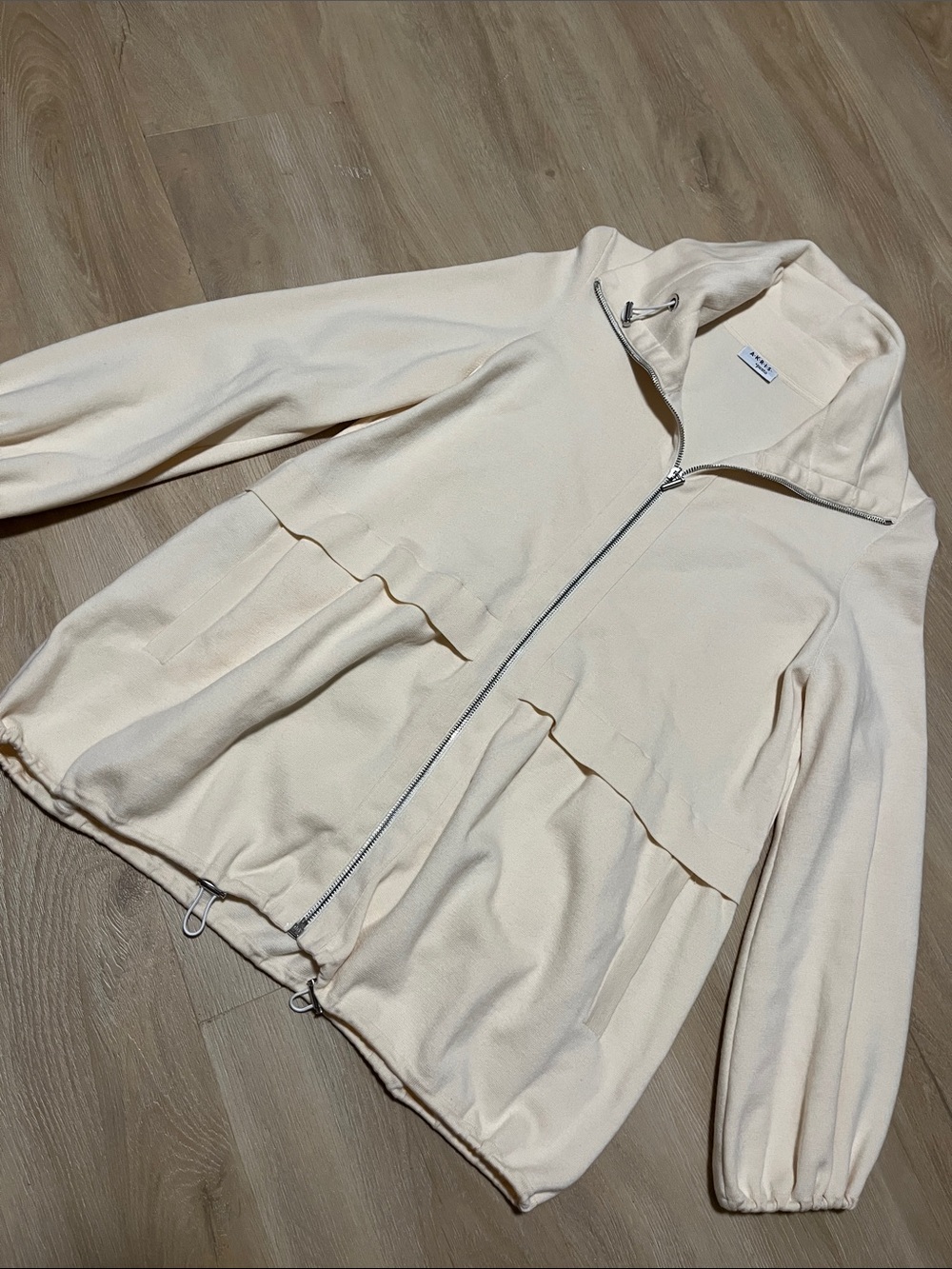 Akris Punto High Neck Wool-Blend Sweater Jacket Off White Zip Jacket